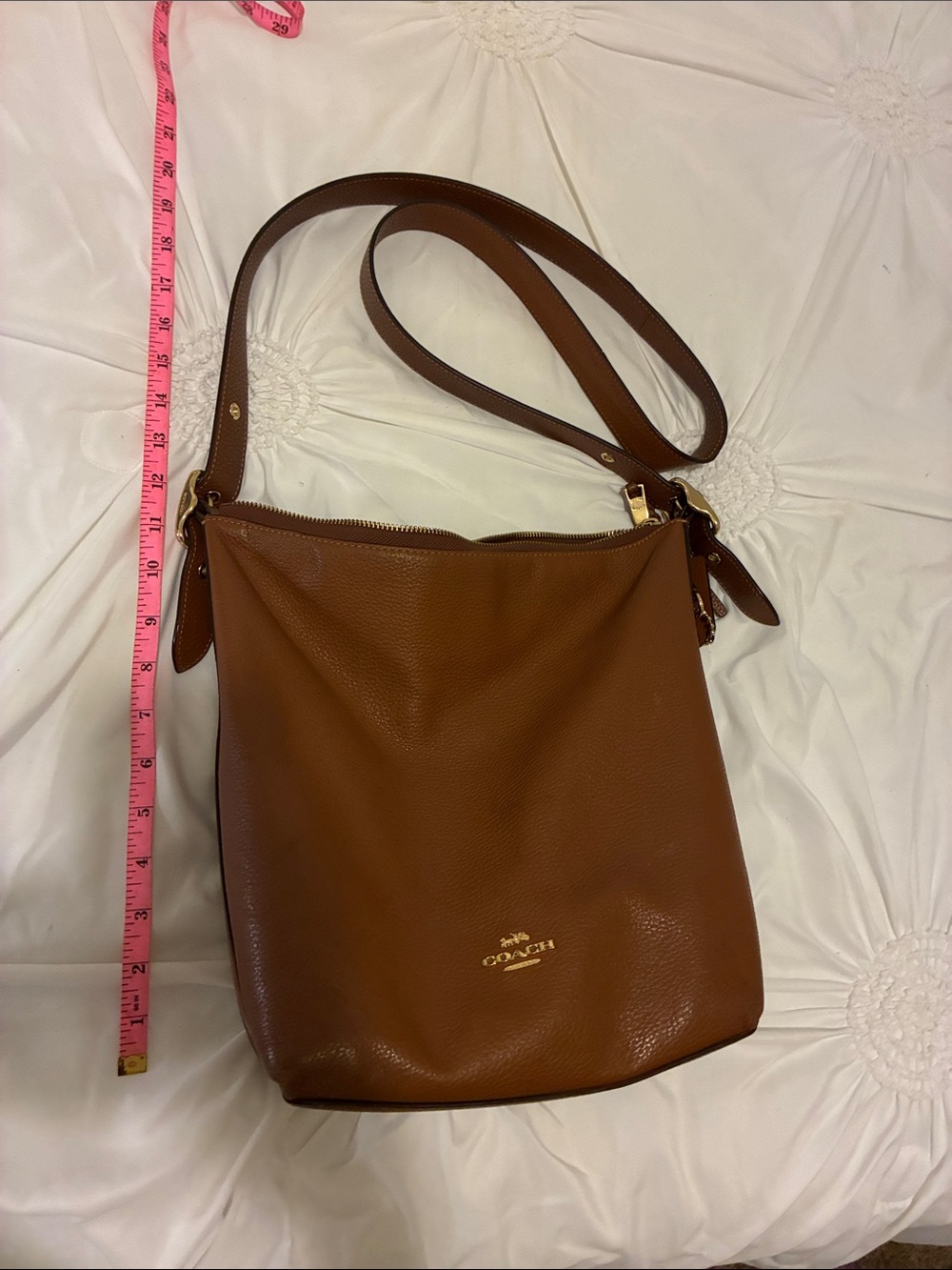 Coach Cognac Brown Pebbled Leather Shoulder Bag